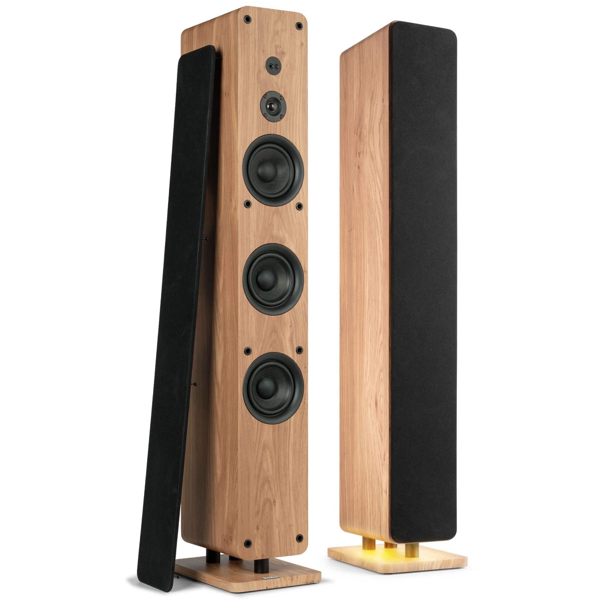 Audizio ARCO aktive HiFi-Lautsprecher – HiFi-Standlautsprecher & Stereo Pairing – 320W – Holzoptik