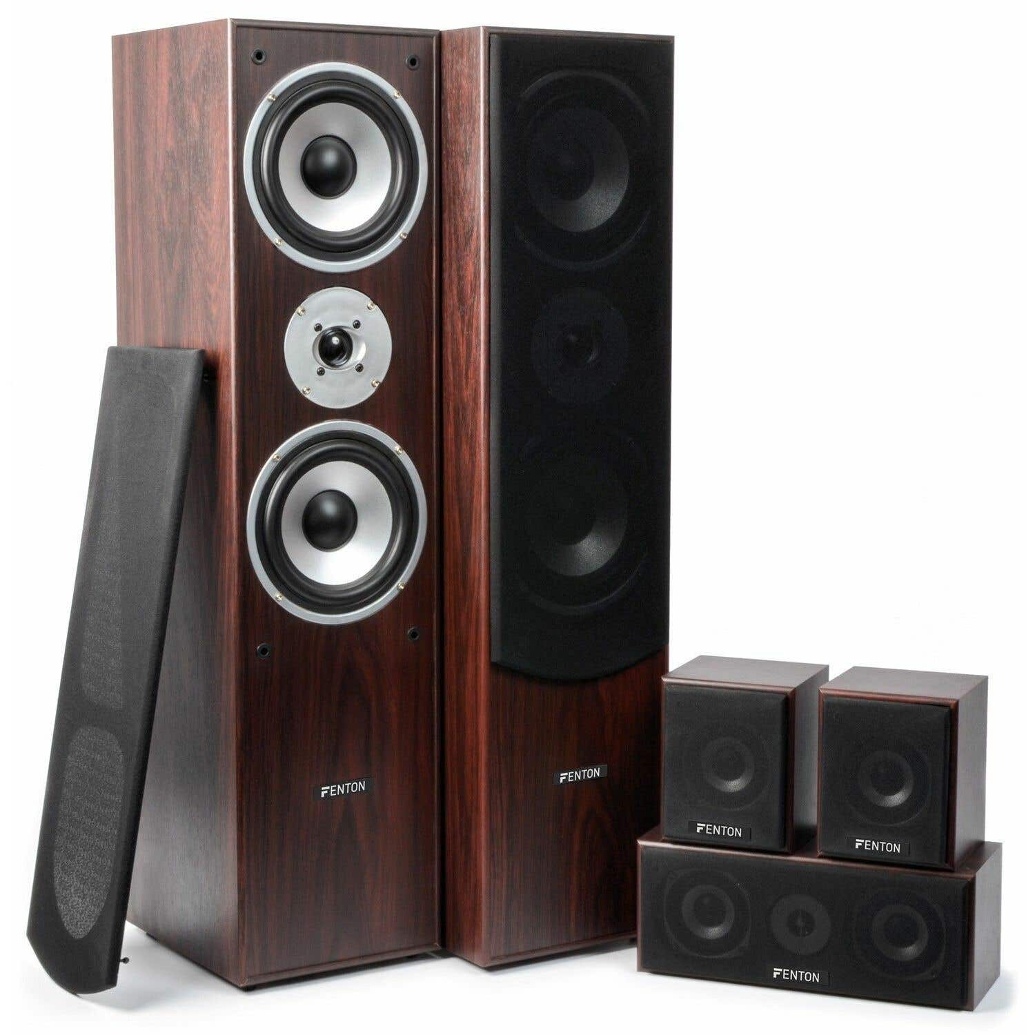 B-Ware - Fenton HF5W Heimkino-Lautsprechersystem - Walnuss - 5-teilig