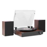 Audizio RP325W Retro Plattenspieler mit Lautsprechern & Bluetooth In/Out - Dunkelbraun