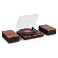 B-Ware - Audizio Tupelo Plattenspieler mit Lautsprechern – Schallplattenspieler mit Bluetooth – Holzoptik