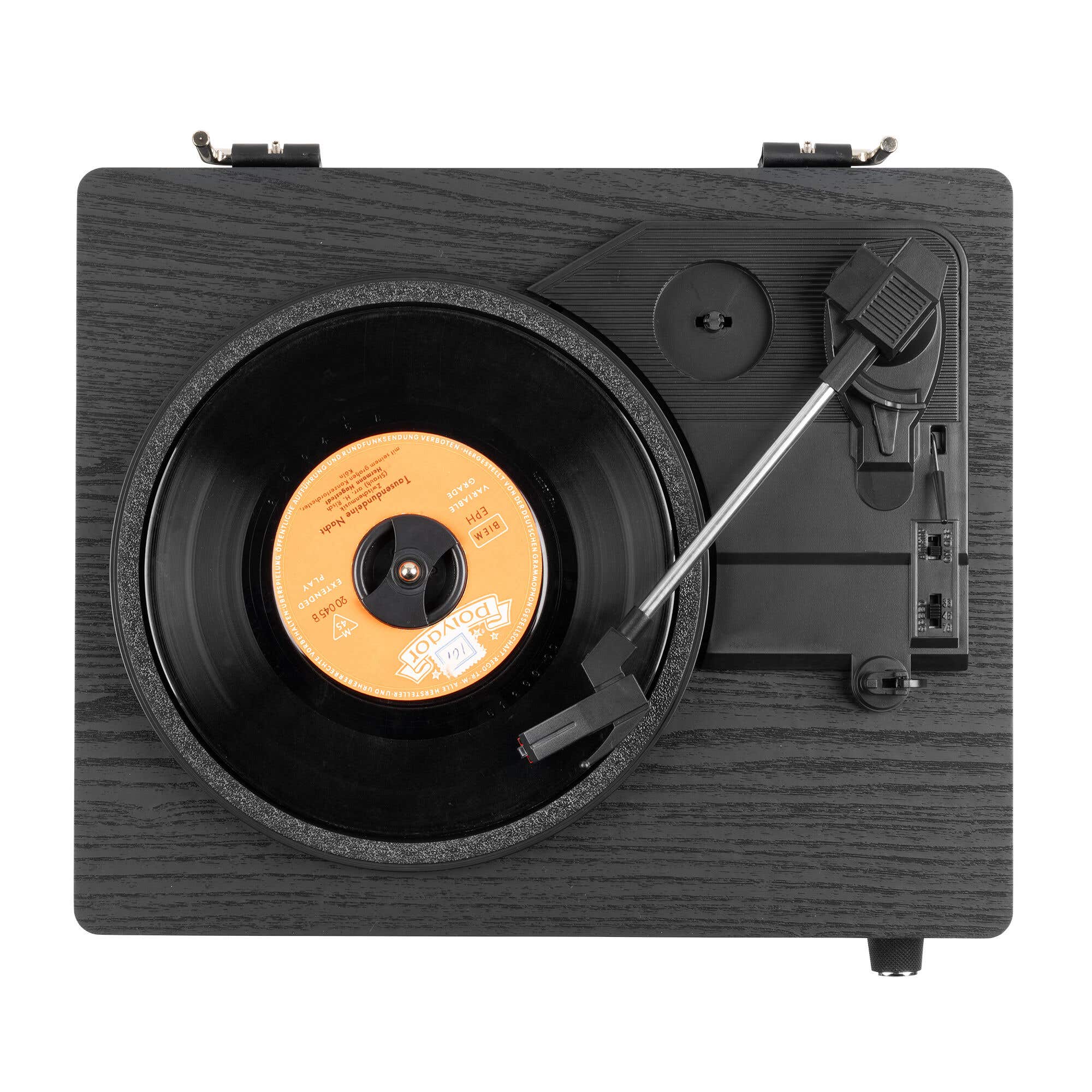 Audizio Irvine Plattenspieler – Bluetooth Plattenspieler mit Lautsprecher – Schwarz