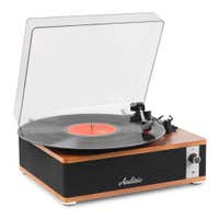 Audizio Irvine Plattenspieler – Bluetooth Plattenspieler mit Lautsprecher – Holzoptik