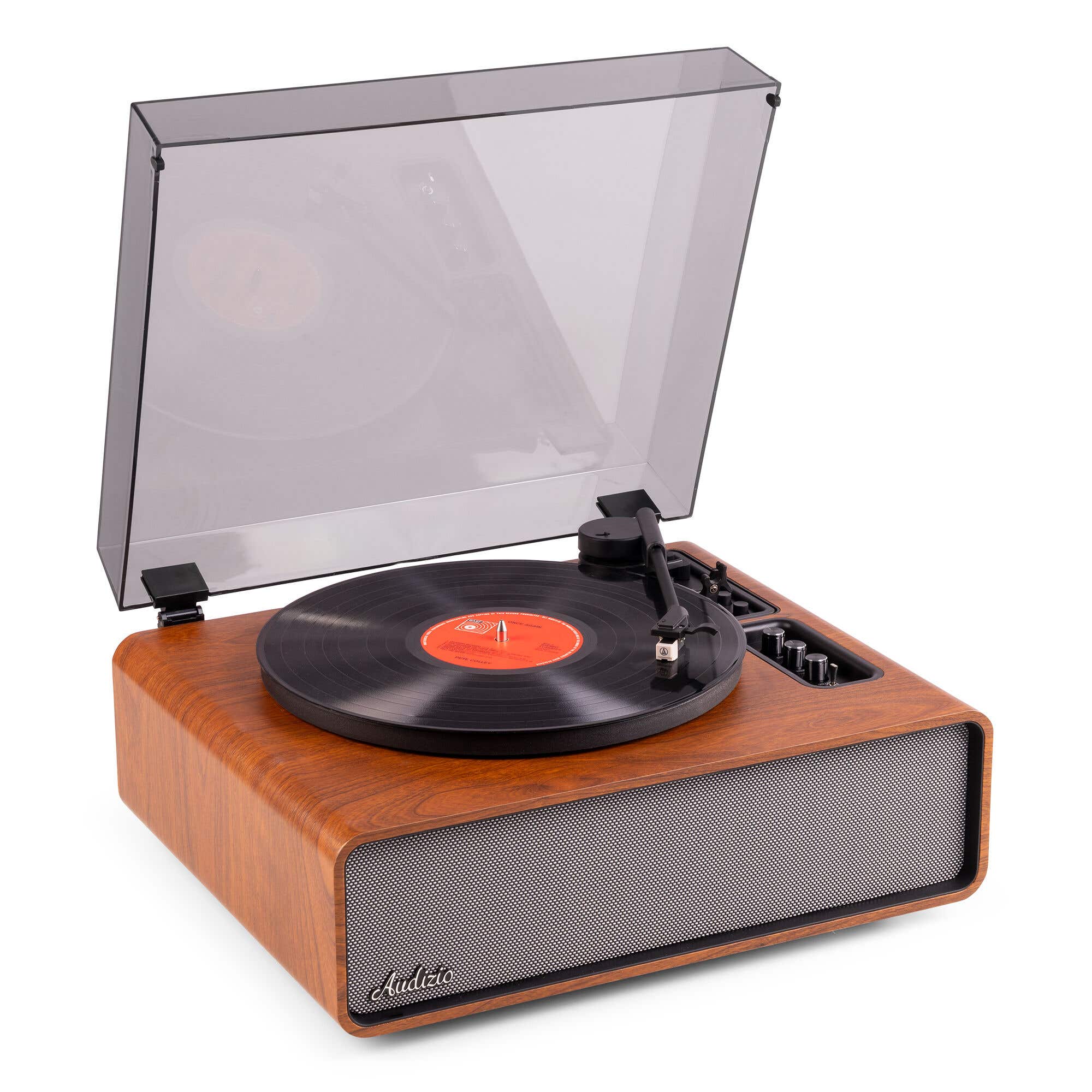 Audizio Laredo Premium Plattenspieler - Plattenspieler mit Lautsprecher - BT In/Out - Dunkelbraun
