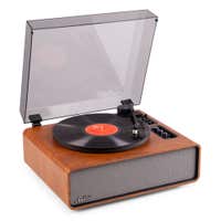 B-Ware - Audizio Laredo Premium Plattenspieler - Plattenspieler mit Lautsprecher - BT In/Out - Dunkelbraun