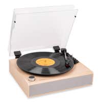 Audizio Tucson Plattenspieler mit Bluetooth In/Out und integrierten Lautsprechern - Helle Holzoptik