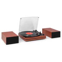 Audizio Akron Plattenspieler - Plattenspieler mit Lautsprechern - Bluetooth & AUX - Kirschholz