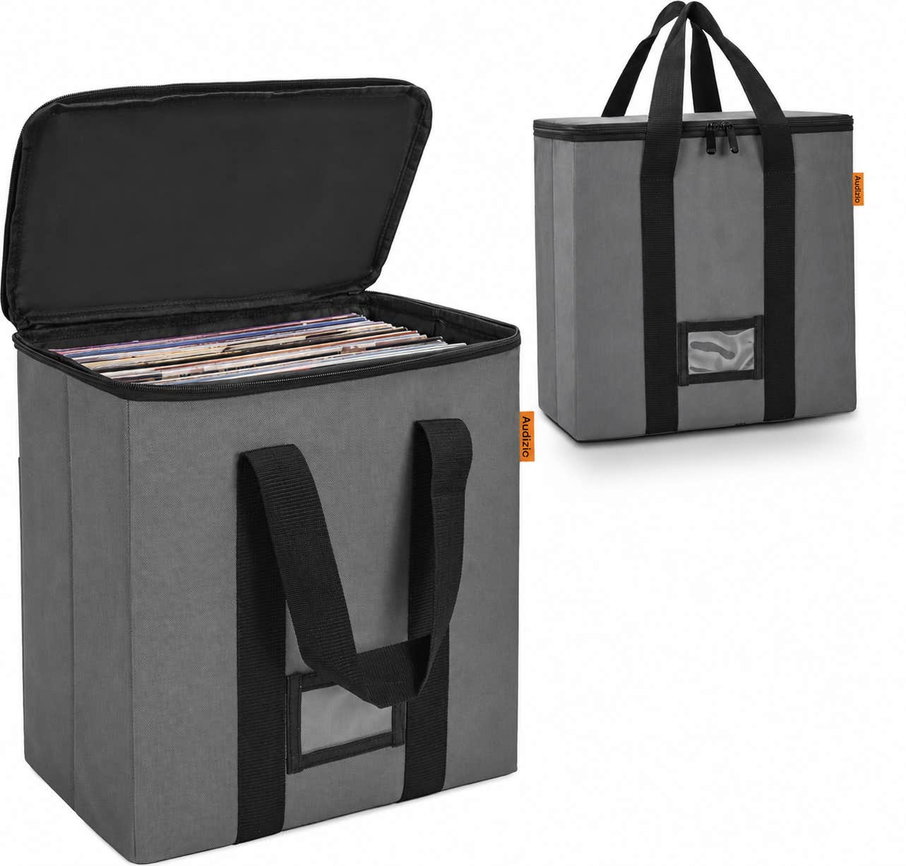 Audizio VCB50 Plattentasche - Schallplatten Aufbewahrung für 50 Stk - Wasserabweisend - Grau