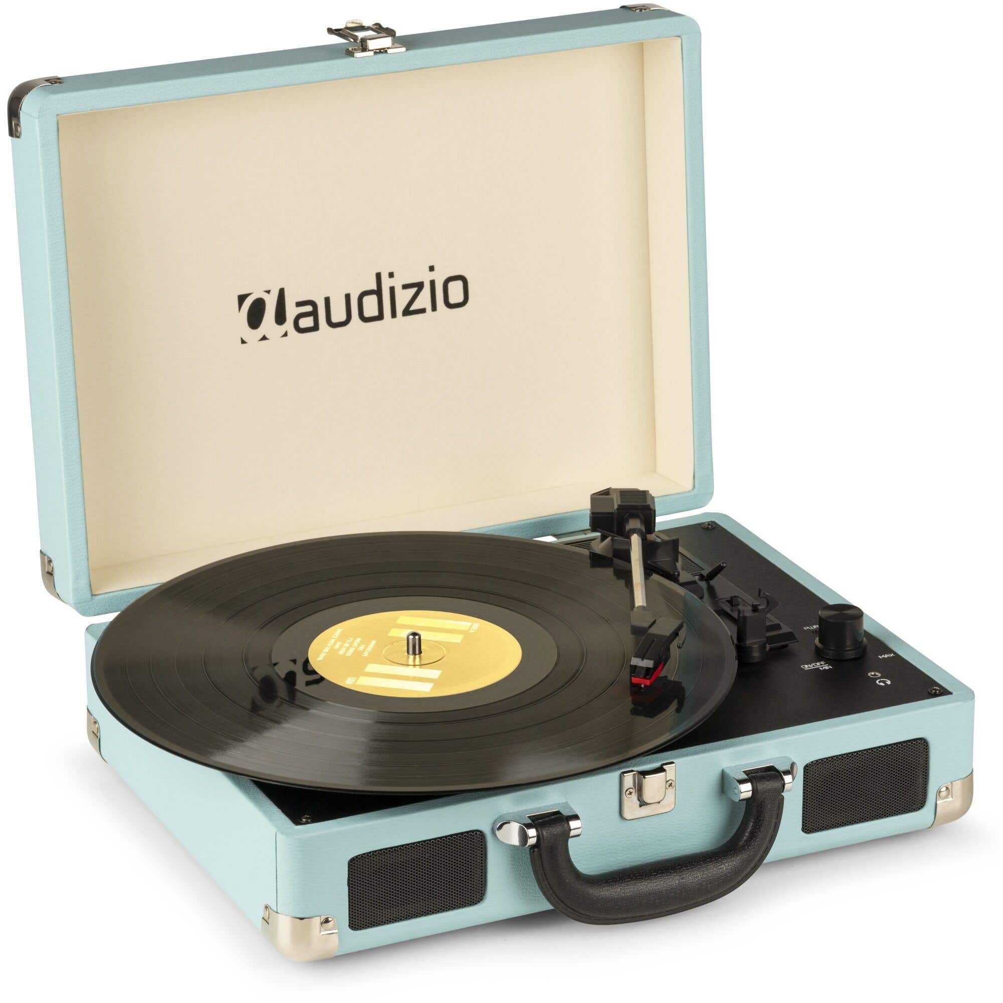 Audizio RP114BL - Retro Plattenspieler mit Lautsprecher im Case - blau