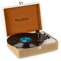 Audizio RP119 - Retro Plattenspieler mit integrierten Lautsprechern und Bluetooth im Case - goldweiß