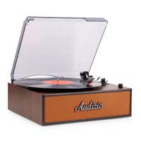 Audizio Reno Retro Plattenspieler mit Bluetooth In & integrierten Lautsprechern – Kupfer