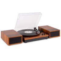 Fenton RP165 Stereo-Plattenspieler mit Bluetooth und Lautsprechern – Holz