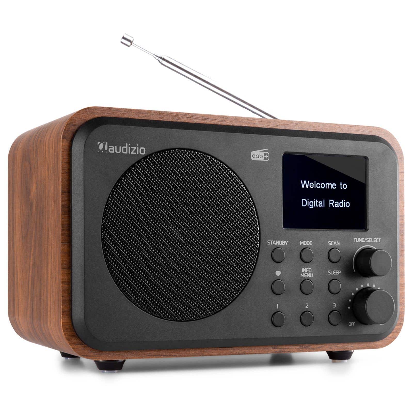 Audizio Milan, tragbares DAB-Radio mit Bluetooth, UKW-Radio und Akku – holzfarben