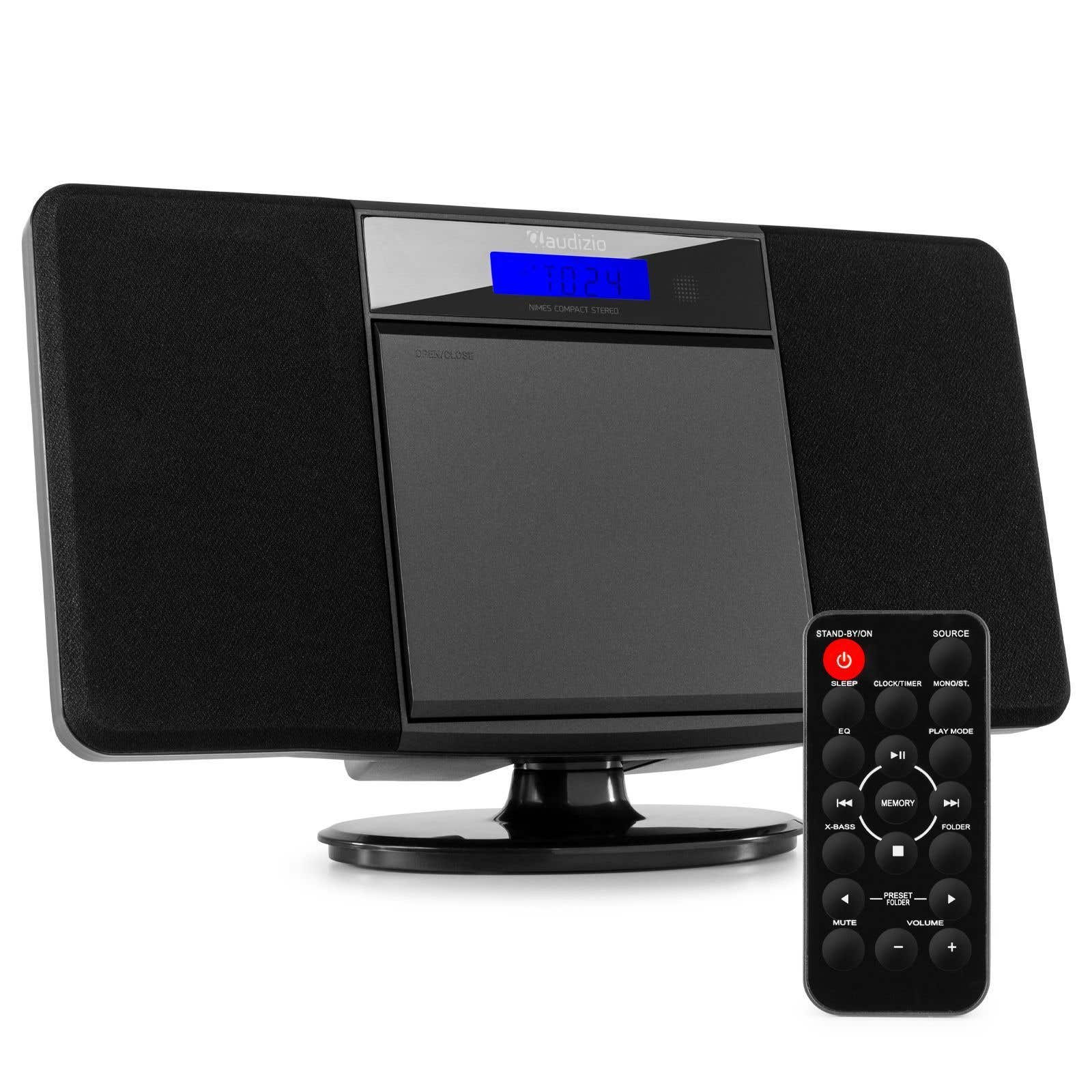 Audizio Nimes Bluetooth-Stereoanlage mit CD-Player, USB-MP3-Player und Radio - 50 W - Schwarz