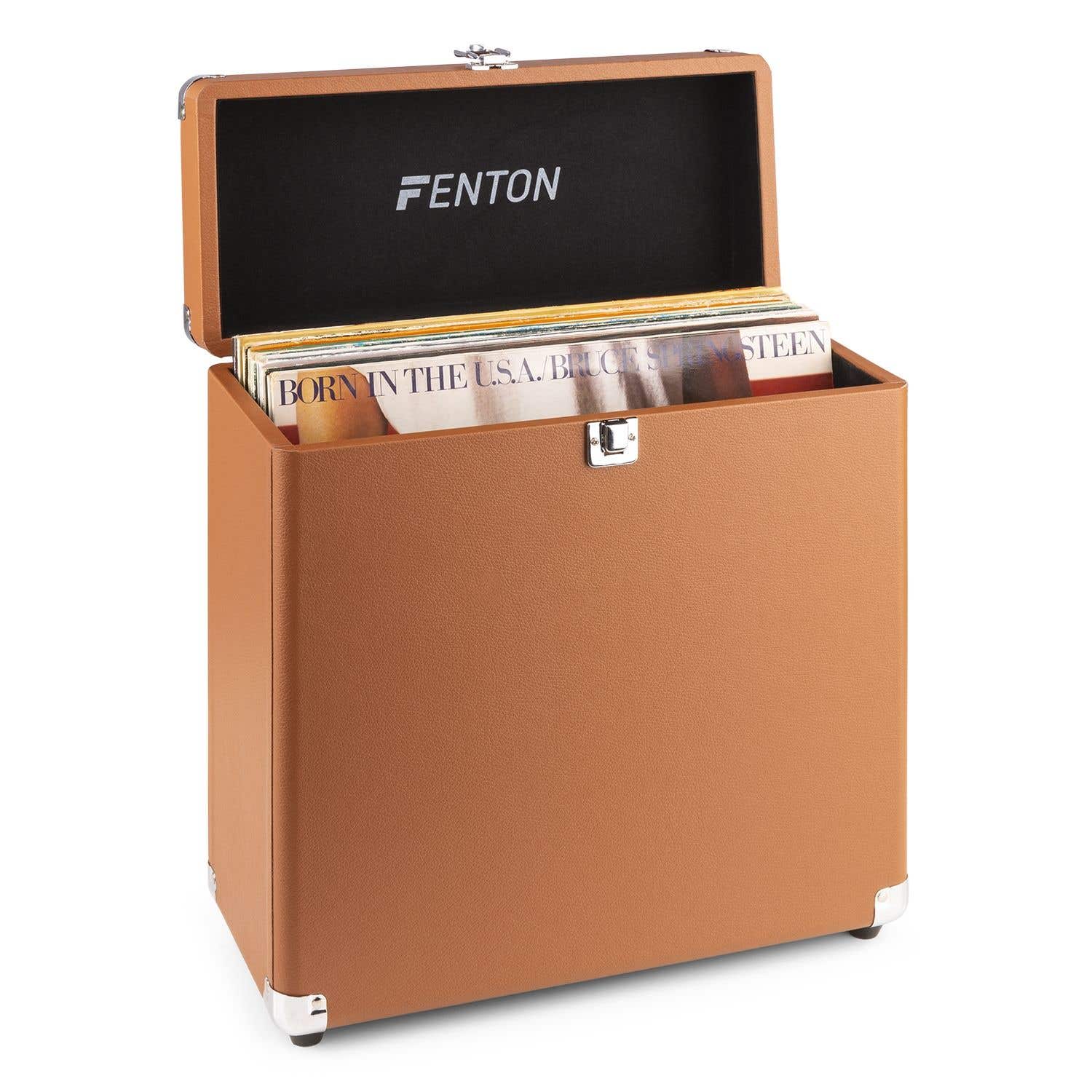 Fenton RC30 Plattenkoffer für über 30 Schallplatten - Braun