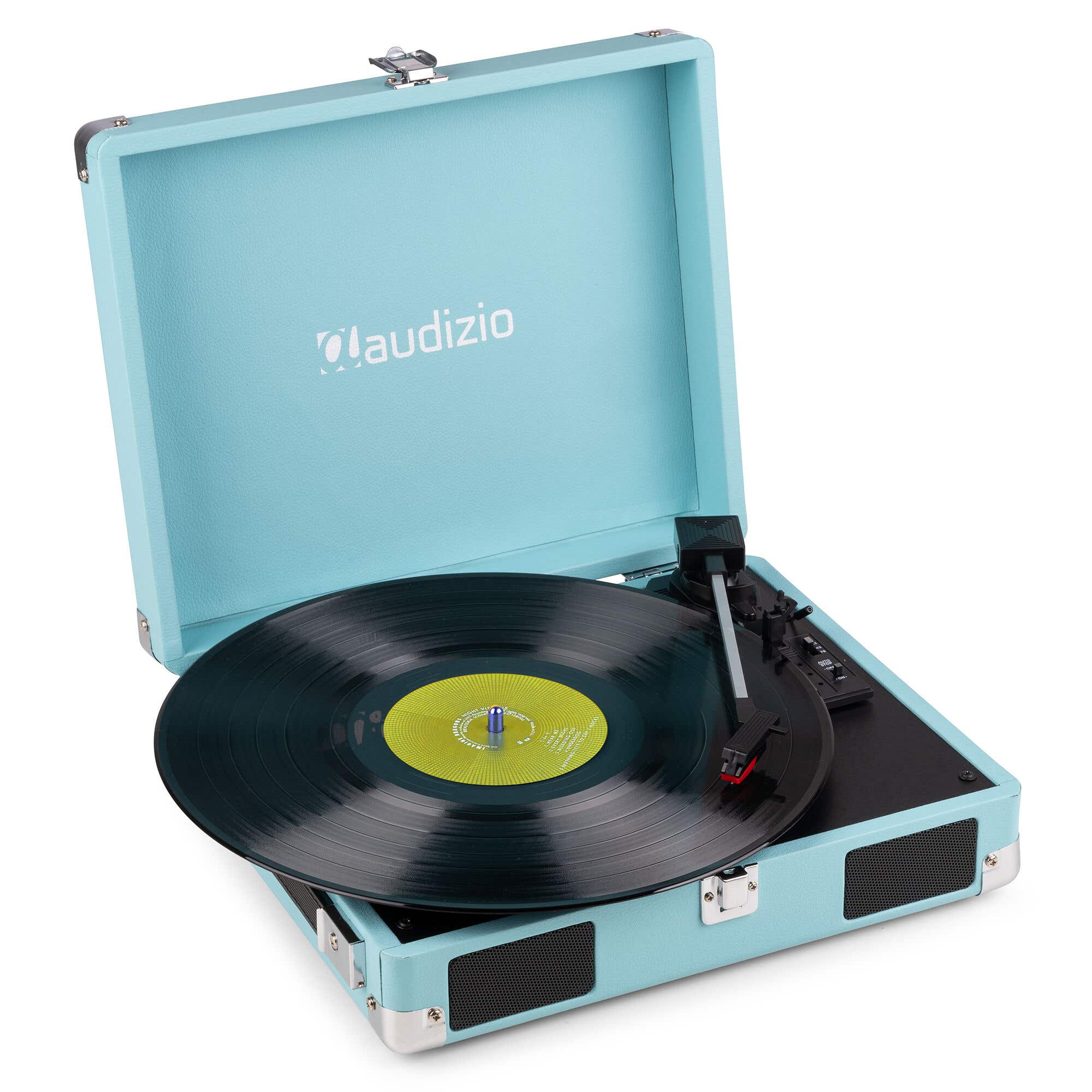 B-Ware - Audizio RP111BL Retro Plattenspieler mit Lautsprechern - 3 Geschwindigkeiten - Blau