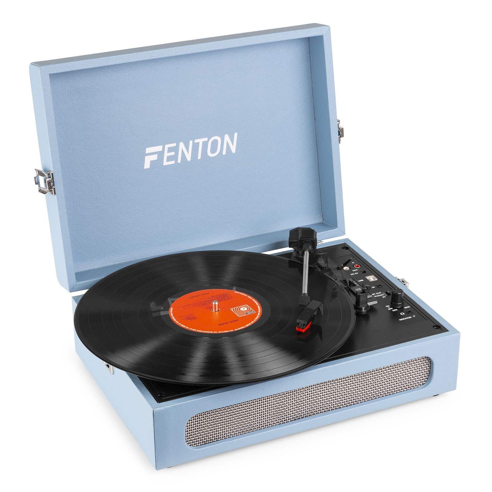 Fenton RP118E Plattenspieler Koffer mit Bluetooth Sender und Empfänger - Blau