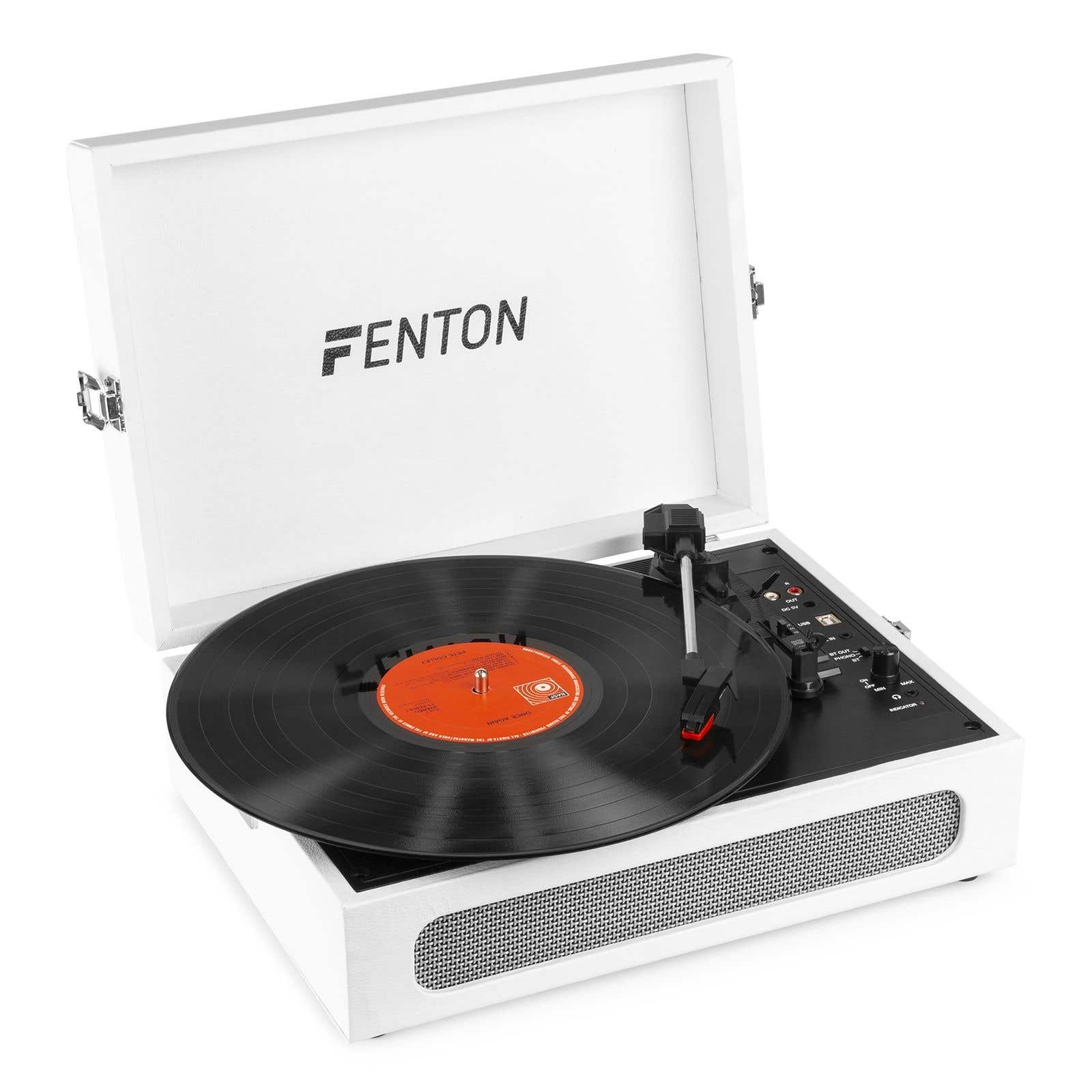Fenton RP118F Plattenspieler Koffer mit Bluetooth Sender und Empfänger - Weiß