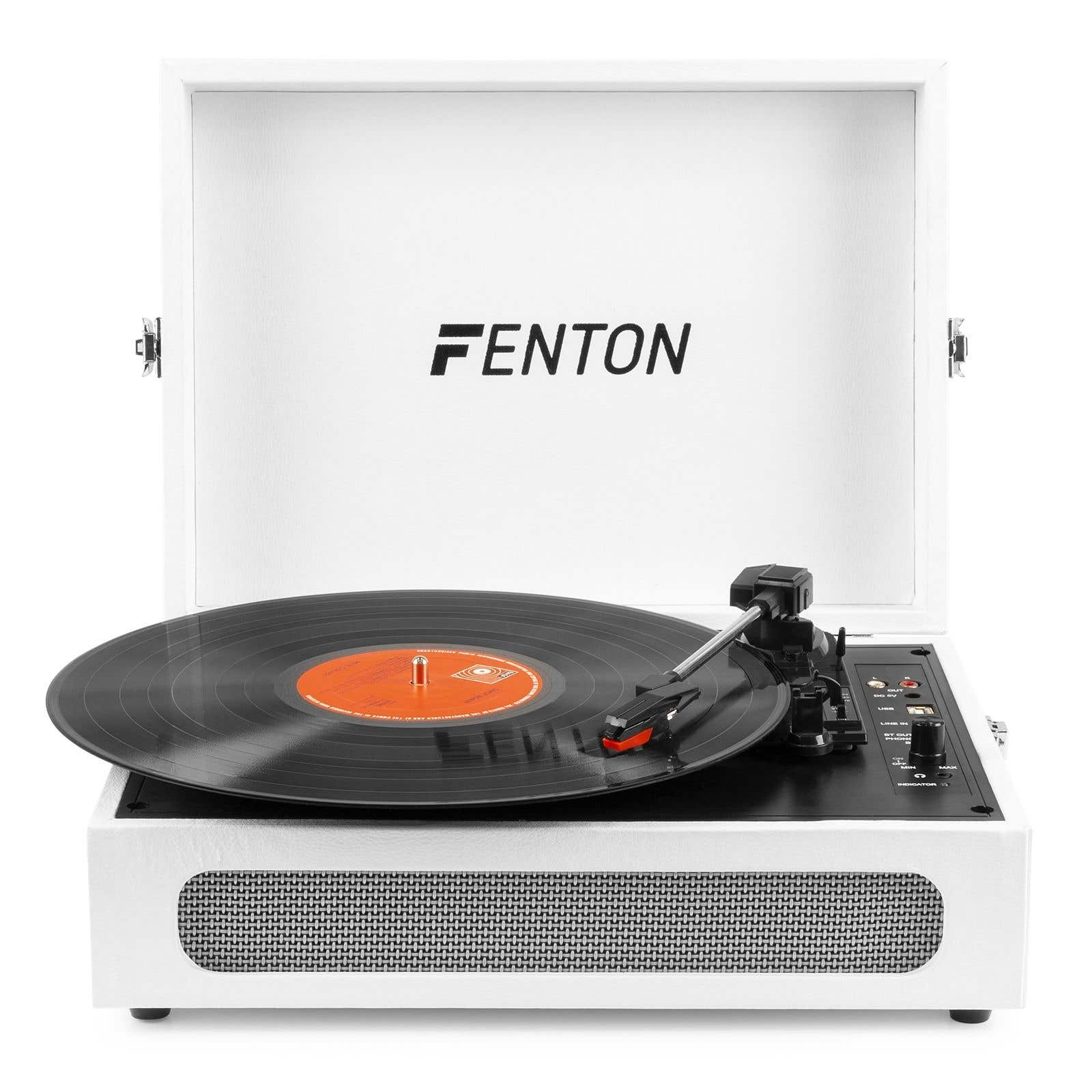 Fenton RP118F Plattenspieler Koffer mit Bluetooth Sender und Empfänger - Weiß