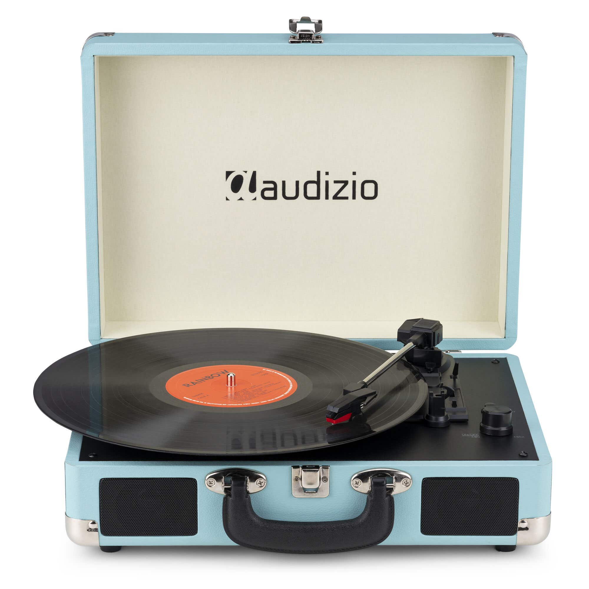 Audizio RP116BL Retro Schallplattenspieler mit Bluetooth in/out - Plattenspieler im Koffer - Blau