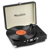 Audizio RP116BK Retro-Schallplattenspieler mit Bluetooth in/out - Plattenspieler im Koffer - Schwarz