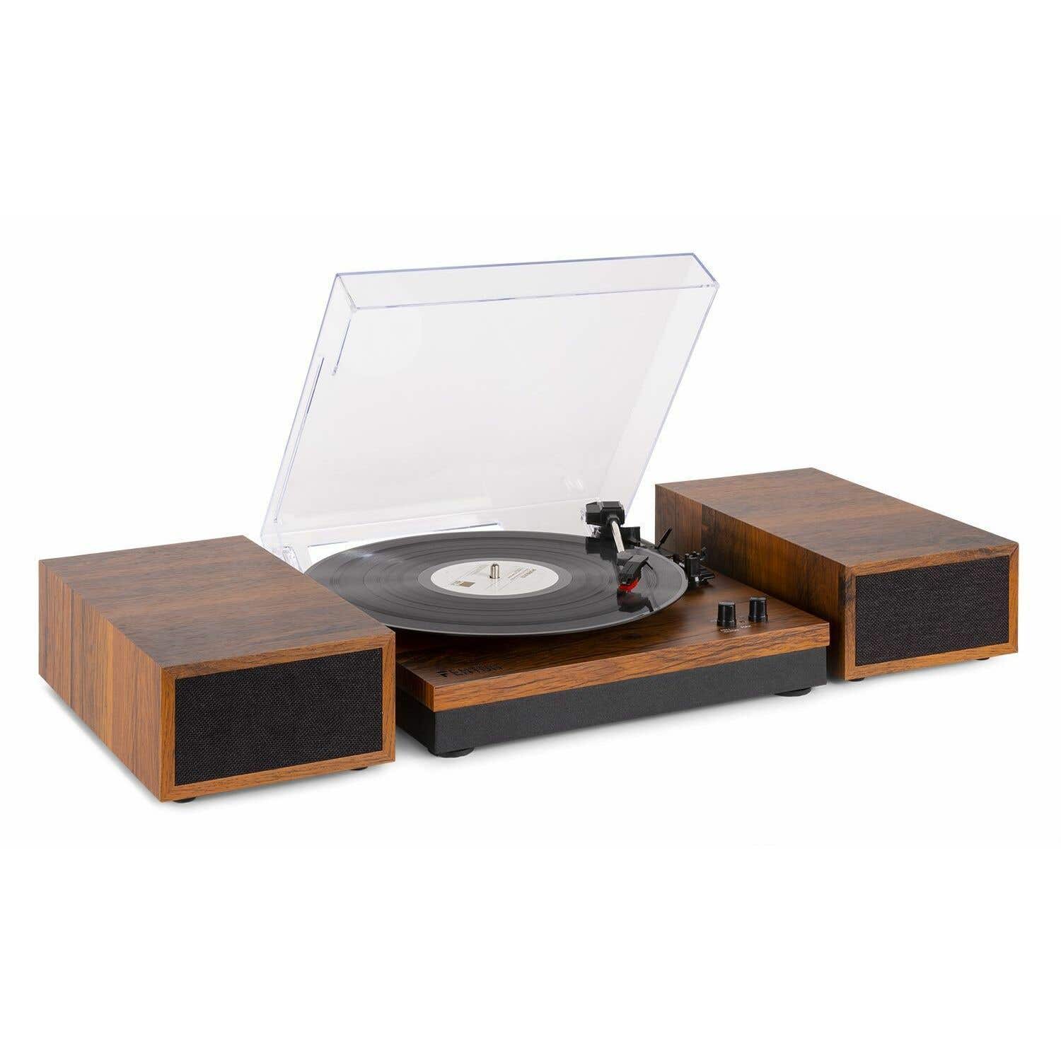 B-Ware - Fenton RP165 Stereo-Plattenspieler mit Bluetooth und Lautsprechern – Holz