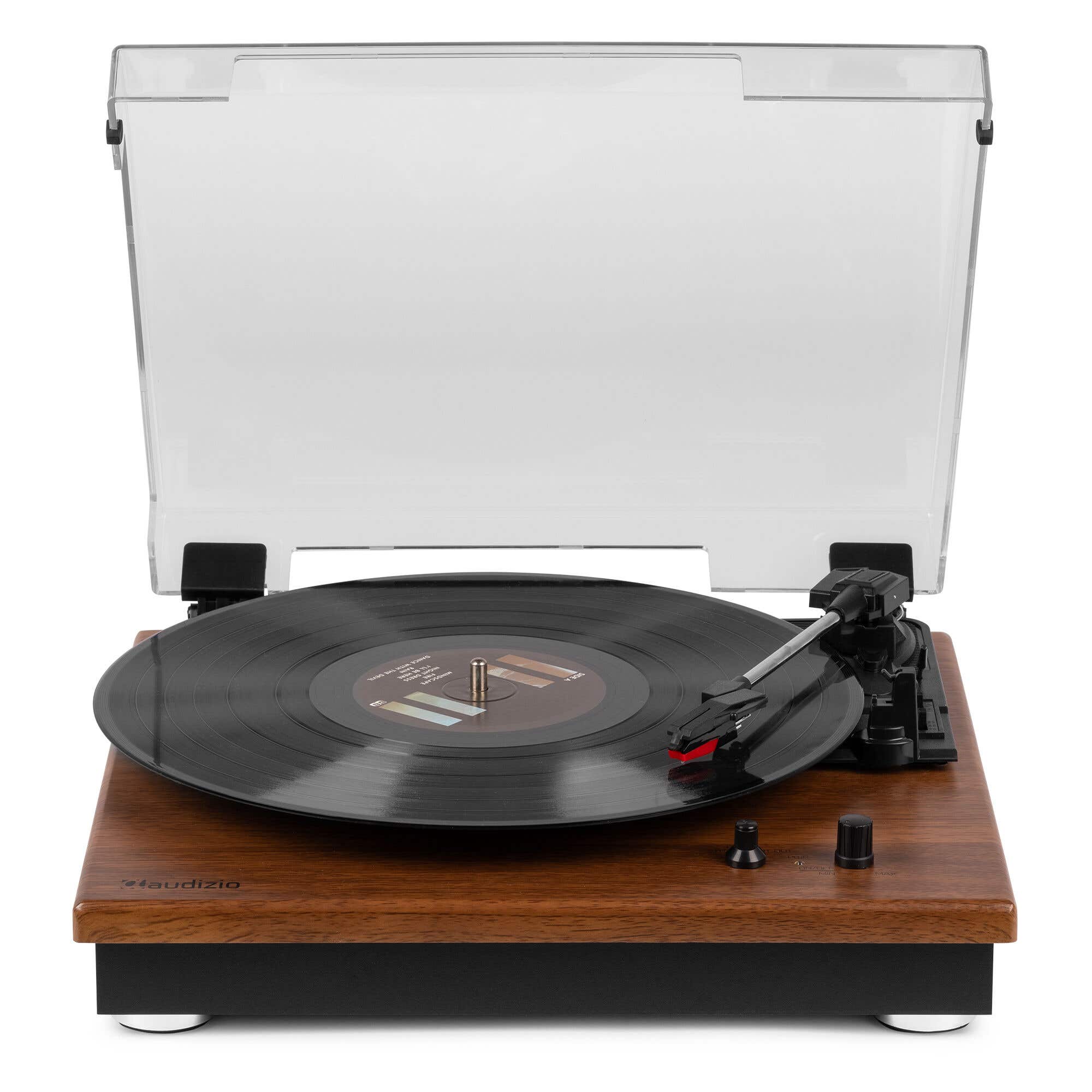 Audizio RP112L Plattenspieler mit Bluetooth IN/OUT und integrierten Lautsprechern – Hellbraun