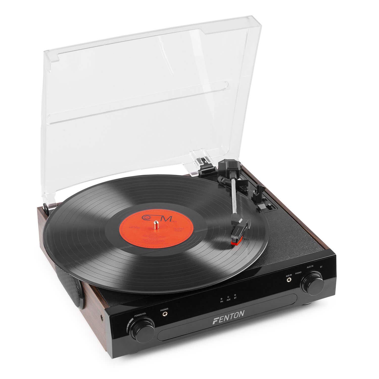 Fenton RP102B Plattenspieler mit Bluetooth, Lautsprechern und MP3-Aufnahme – Schwarz