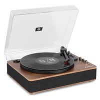 Fenton RP162 Hifi Retro Plattenspieler mit Bluetooth In/Out & Lautsprechern - Braun