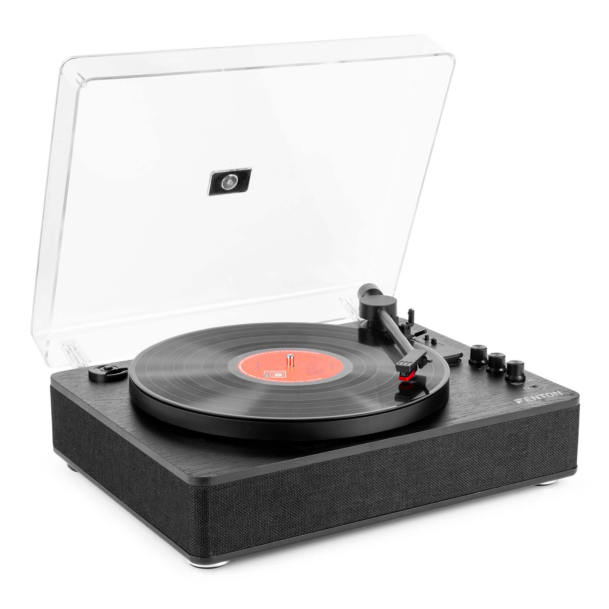 B-Ware - Fenton RP162B Hifi Retro Plattenspieler mit Bluetooth In/Out & Lautsprechern - Schwarz
