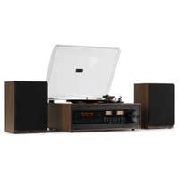 Audizio Boston Retro Plattenspieler Sound System – Vinyl & Radio Player - Braun