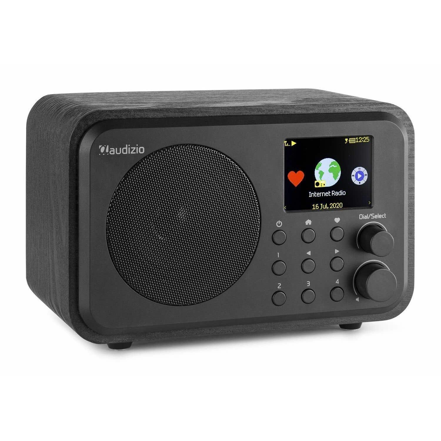 Audizio Venice WiFi-Internetradio, Bluetooth-Lautsprecher und akkubetriebener Radiowecker – schwarz