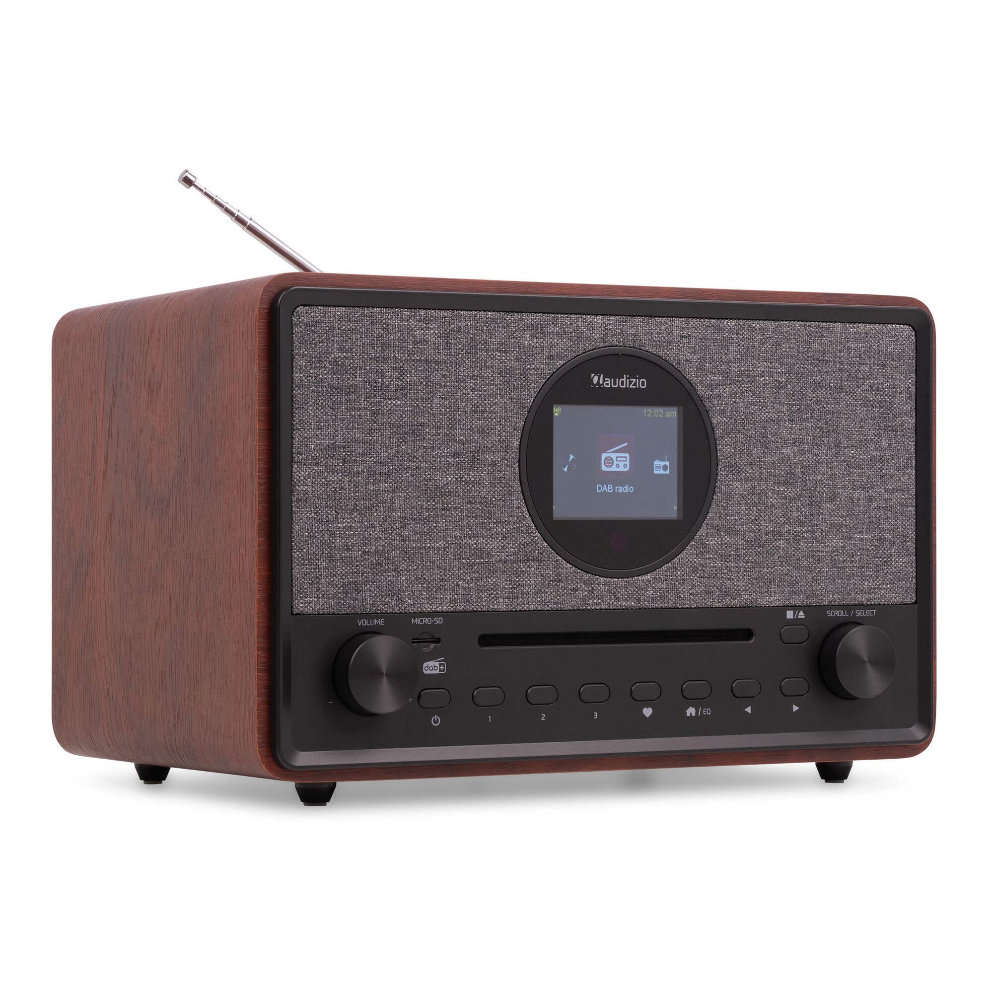 Audizio Lucca Stereo DAB Radio mit CD-Player, Internetradio, Bluetooth und MP3-Player - Dunkelbraun