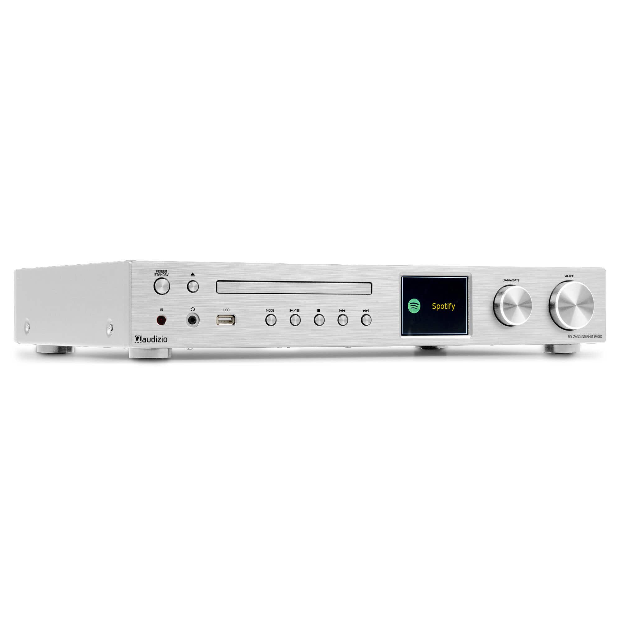 Audizio Bolzano Internetradio mit DAB+ und FM - Mit CD-Player, Bluetooth und Spotify Connect - Silber