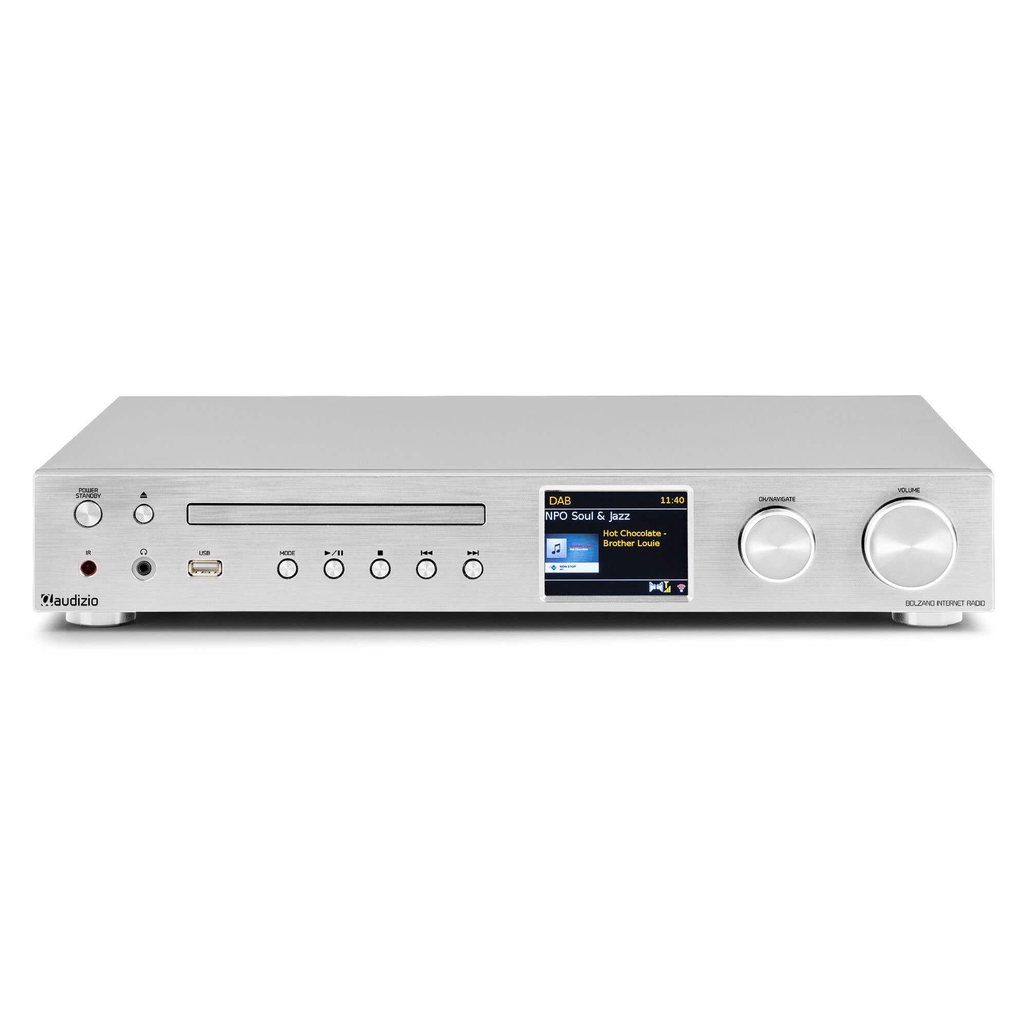 Audizio Bolzano Internetradio mit DAB+ und FM - Mit CD-Player, Bluetooth und Spotify Connect - Silber