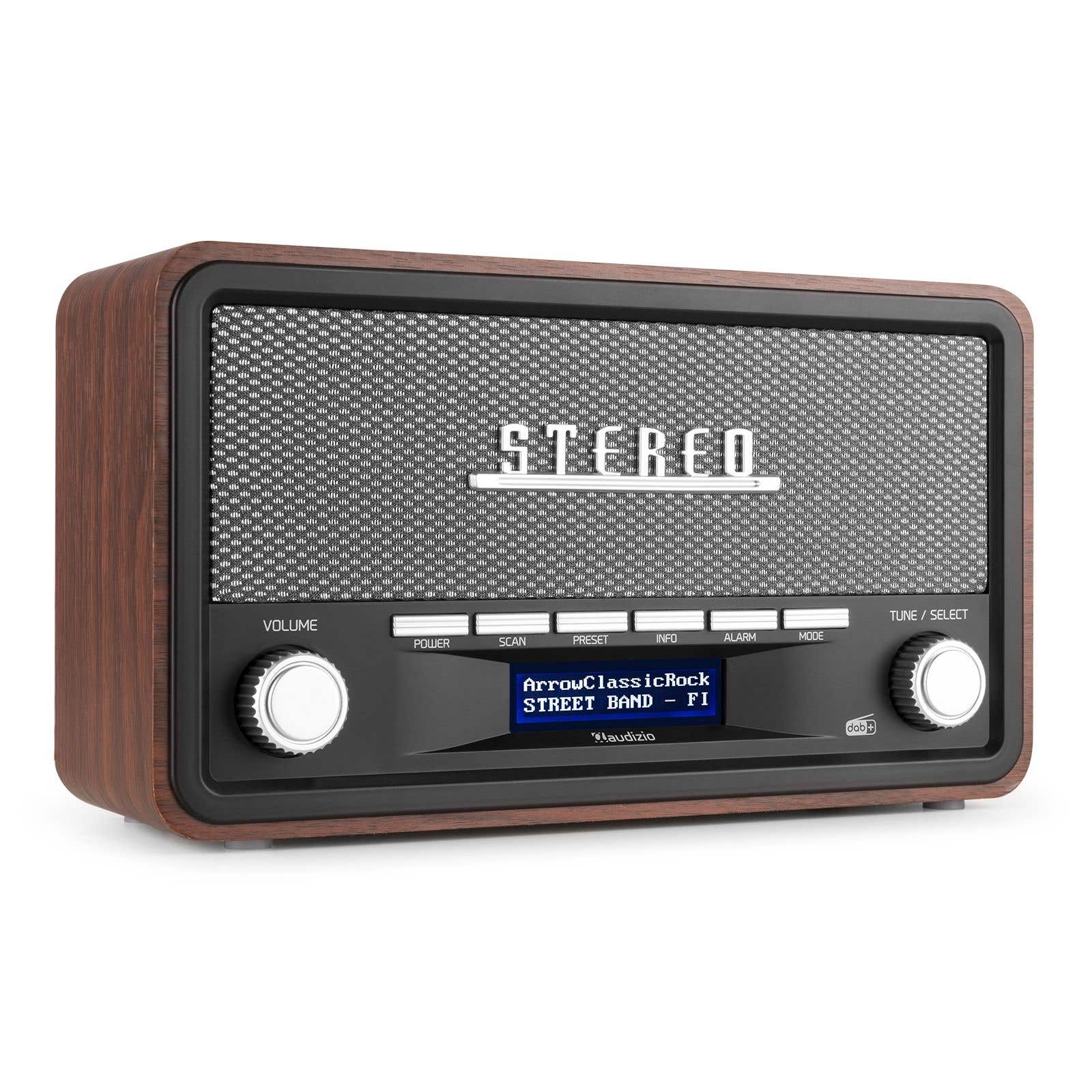 Audizio Foggia Retro DAB+ Radio mit Bluetooth – Stereoradio mit Weckfunktion – 50W – Grau