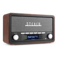 B-Ware - Audizio Foggia Retro DAB Radio - DAB+ Radio mit Bluetooth und Wecker - Stereoradio - 50W - Grau