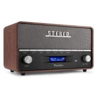 Audizio Corno retro DAB+ Radio mit Bluetooth - Tragbares Stereoradio mit Weckfunktion- 60W - Grau