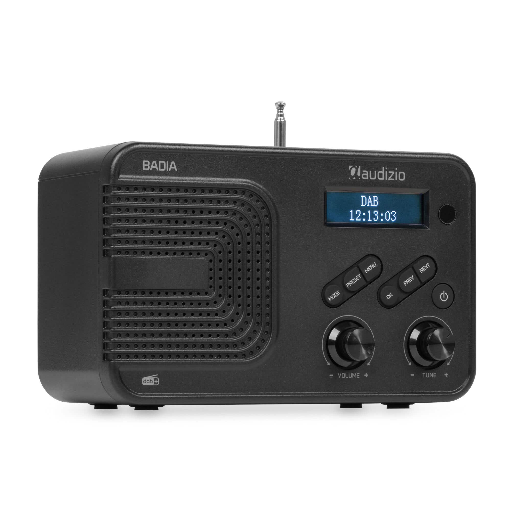 Audizio Badia DAB Radio - Kleines Radio mit Akku - Radiowecker mit Bluetooth - Schwarz