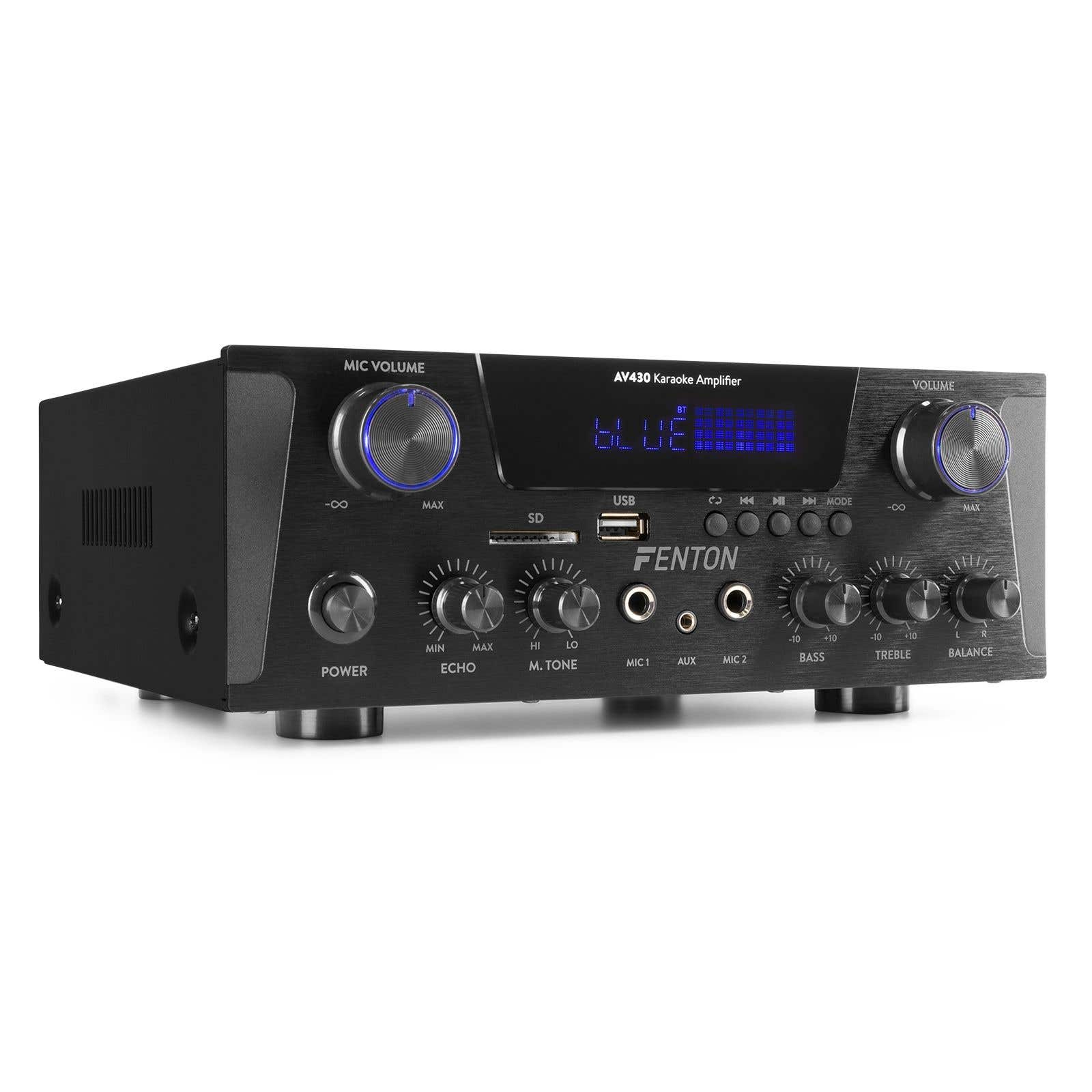 Fenton AV430B Karaoke-Verstärker mit Bluetooth - 2x 300W - mp3-Player - Echoeffekt