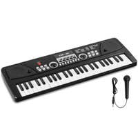 MAX KD49 Keyboard für Kinder - Spielzeugpiano für Kinder - Mit Mikrofon, Effekten & Demosongs - Schwarz