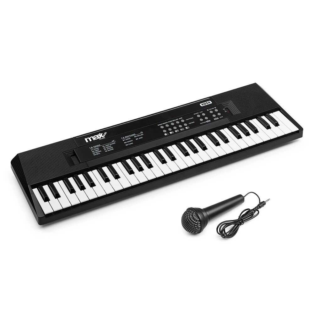 B-Ware - MAX KD54 Keyboard – Anfänger & Kinder Keyboard – 54 Tasten – Akku & Mikrofon – Schwarz