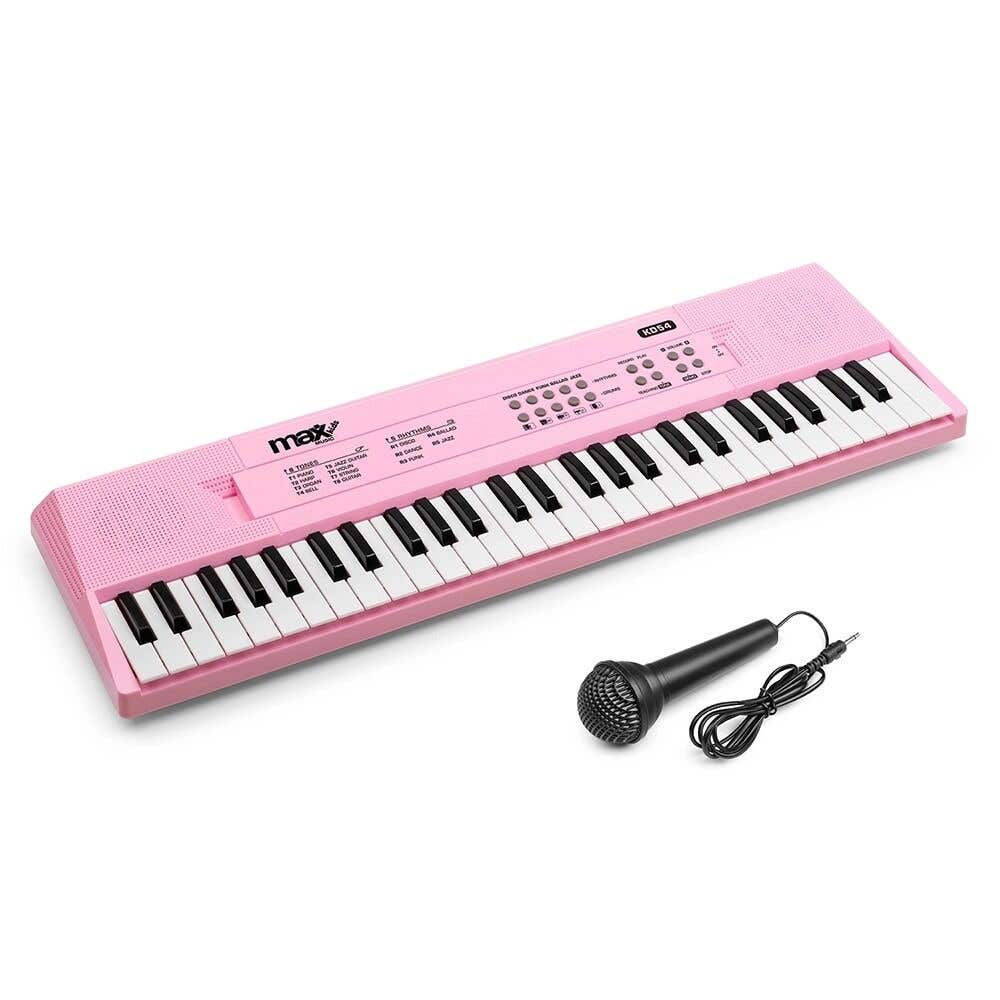 MAX KD54 Keyboard – Anfänger & Kinder Keyboard – 54 Tasten – Akku & Mikrofon – Pink