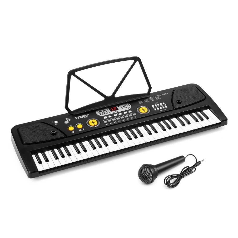 MAX KD61 Keyboard Piano – Für Anfänger – 61 Tasten & Akku – Kinderpiano – Schwarz