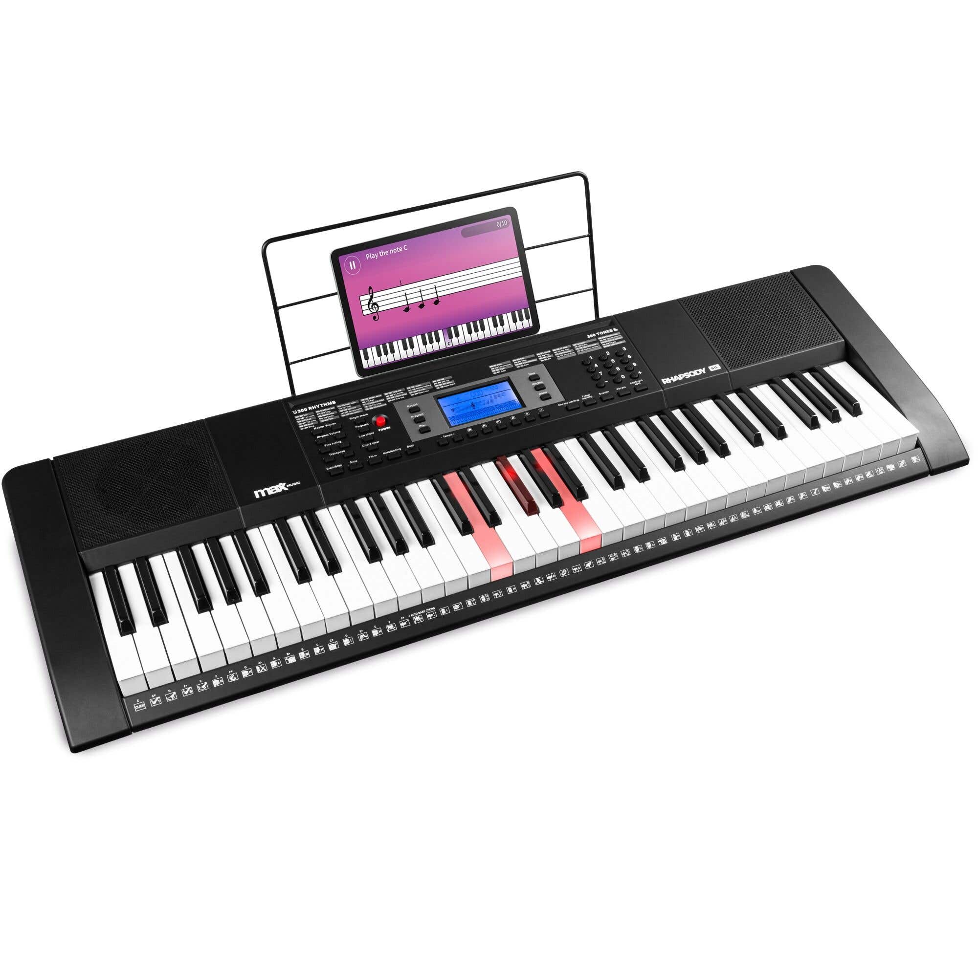 MAX Rhapsody61L Keyboard mit 61 beleuchteten Tasten - MIDI-Keyboard - Perfekt für Einsteiger und Produzenten