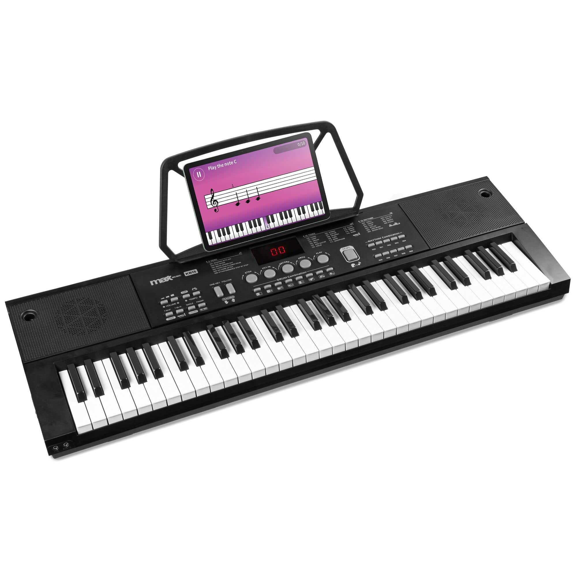 B-Ware - MAX KB15 Keyboard mit 61 Tasten für Anfänger - mit Mikrofon und Notenhalter