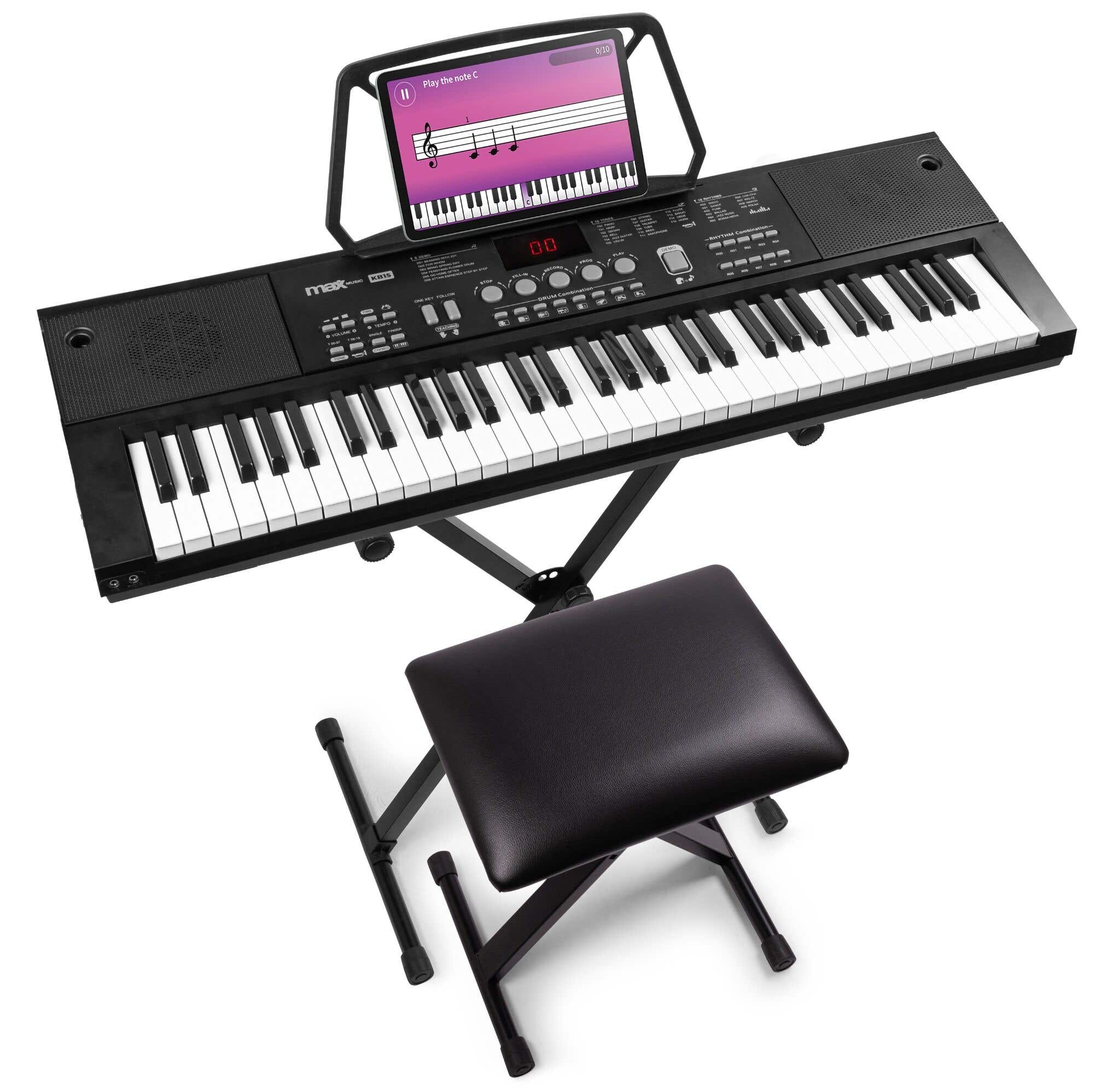 B-Ware - MAX KB15 Keyboard Set mit Ständer, Bank und Kopfhörer - Keyboard für Einsteiger mit Batterie