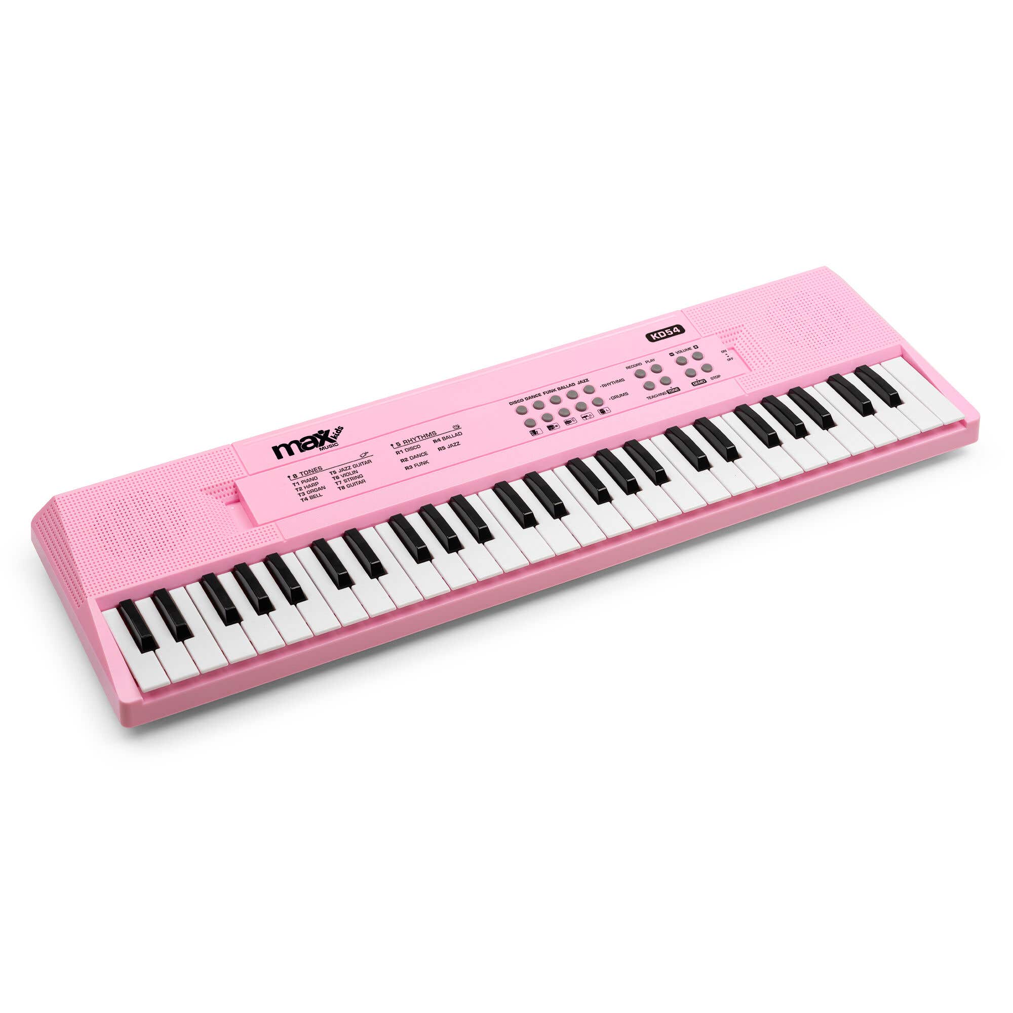 B-Ware - MAX KD54 Keyboard – Anfänger & Kinder Keyboard – 54 Tasten – Akku & Mikrofon – Pink