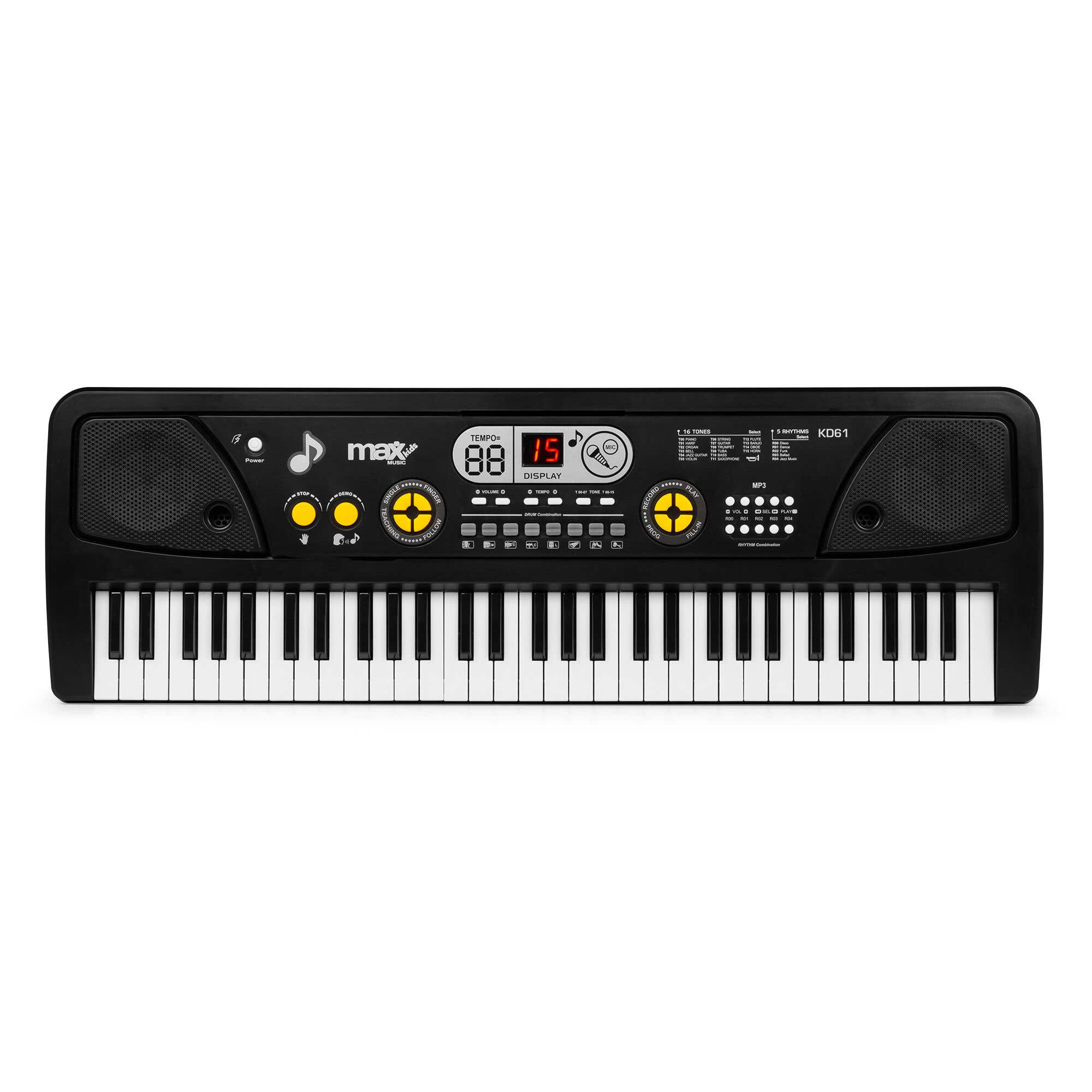 MAX KD61 Keyboard Piano – Für Anfänger – 61 Tasten & Akku – Kinderpiano – Schwarz