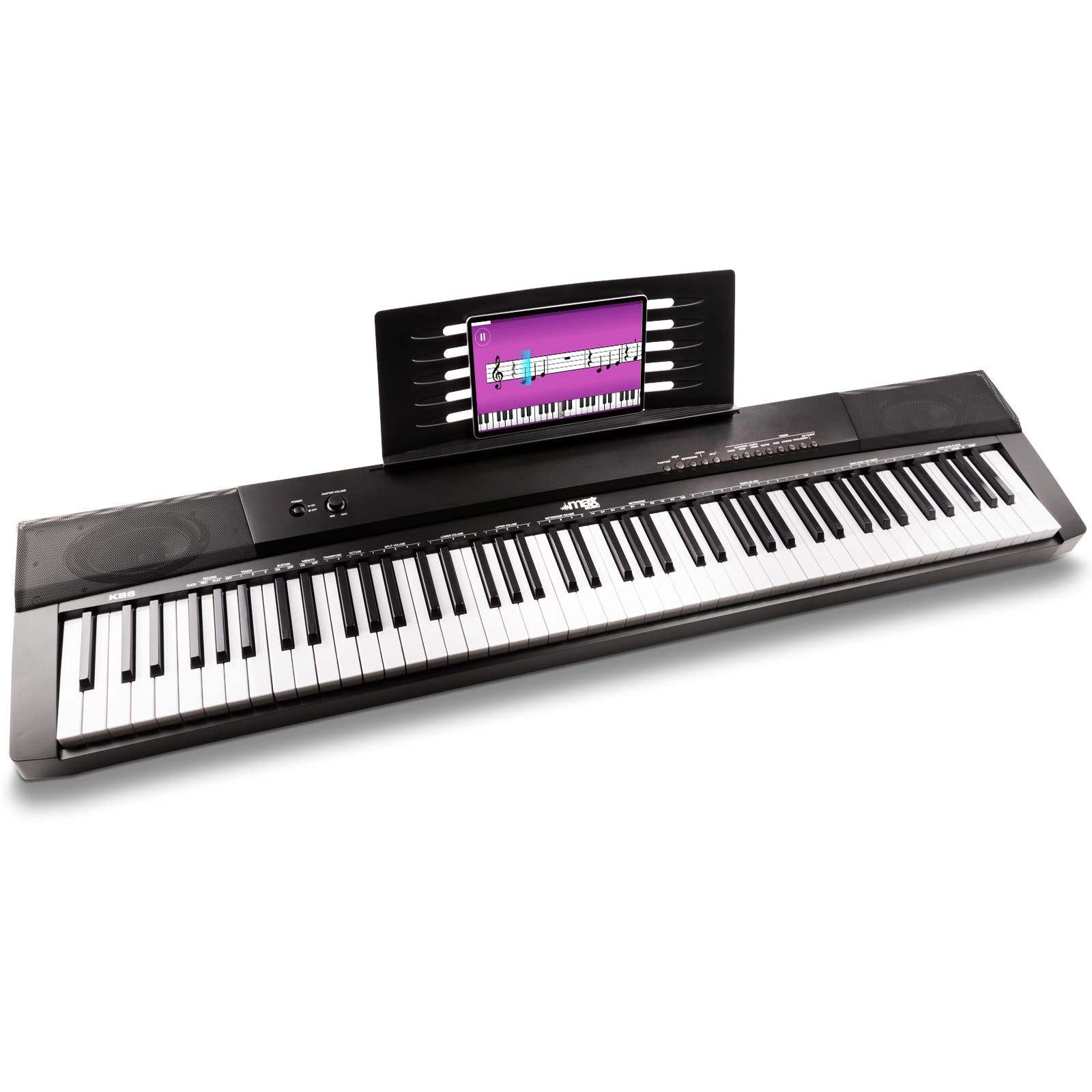MAX KB6 Digital-Piano Keyboard Klavier, 88 Tasten mit Anschlagdynamik, Sustain-Pedal, MP3-Player Recorder