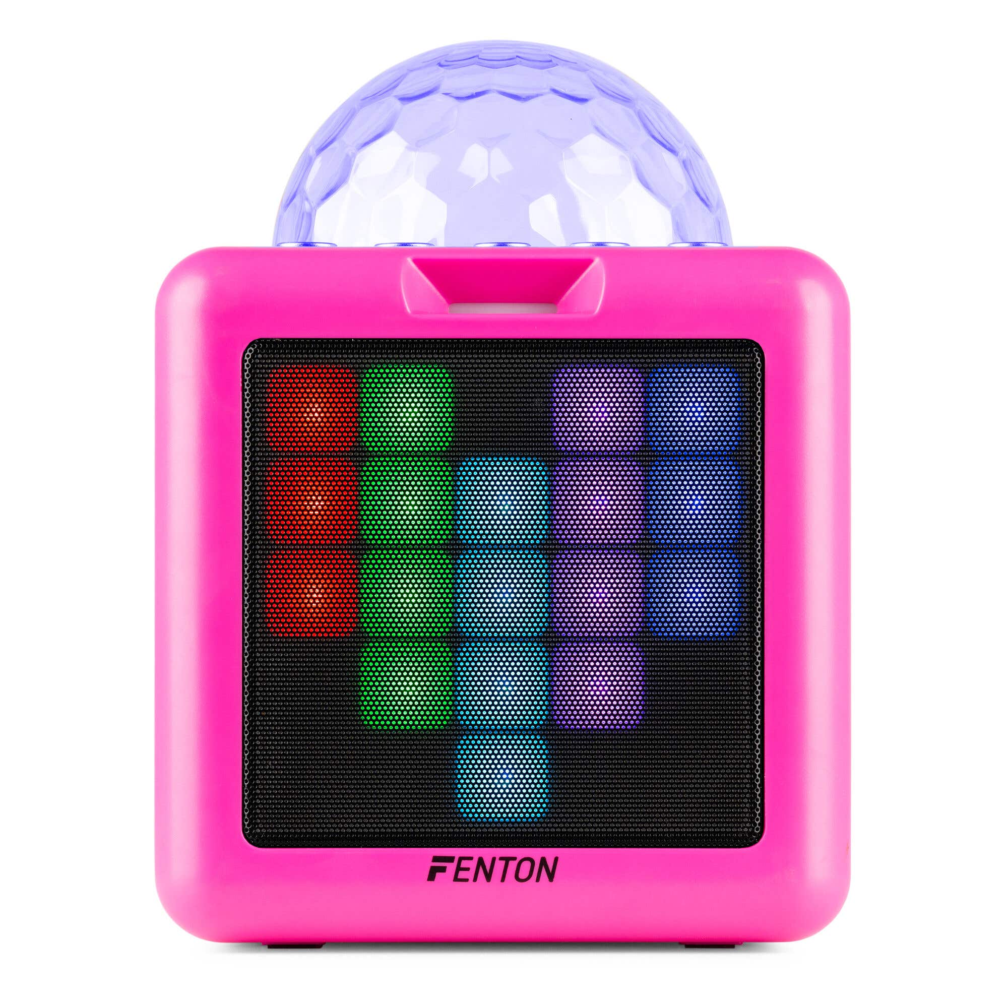 Fenton KAR15P Karaoke Box mit Bluetooth und 2 Mikrofonen - RGB-Lichteffekte inklusive - Pink